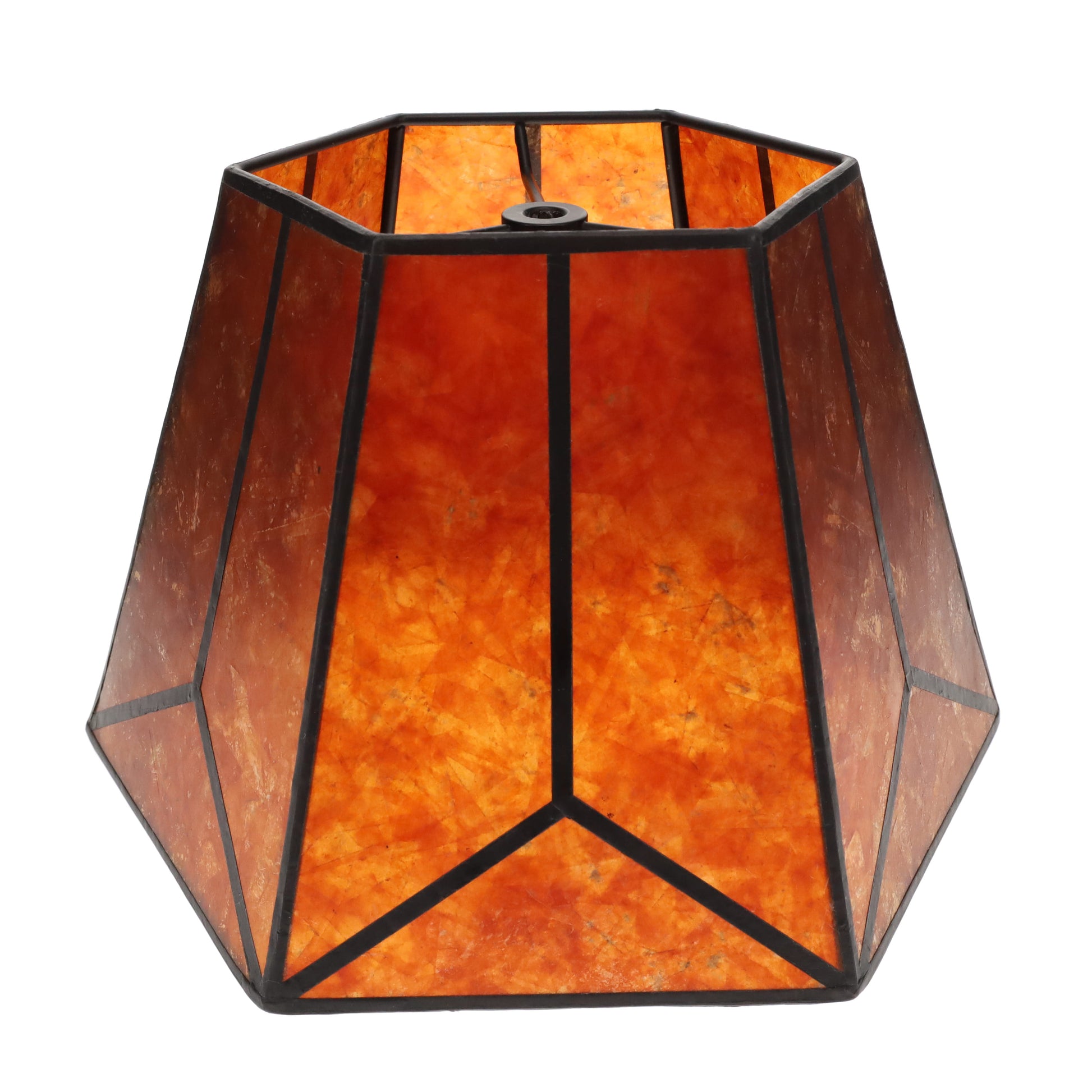 Amber Hexagon Style Mica Lampshade, 1/2" Recessed Washer Fitter