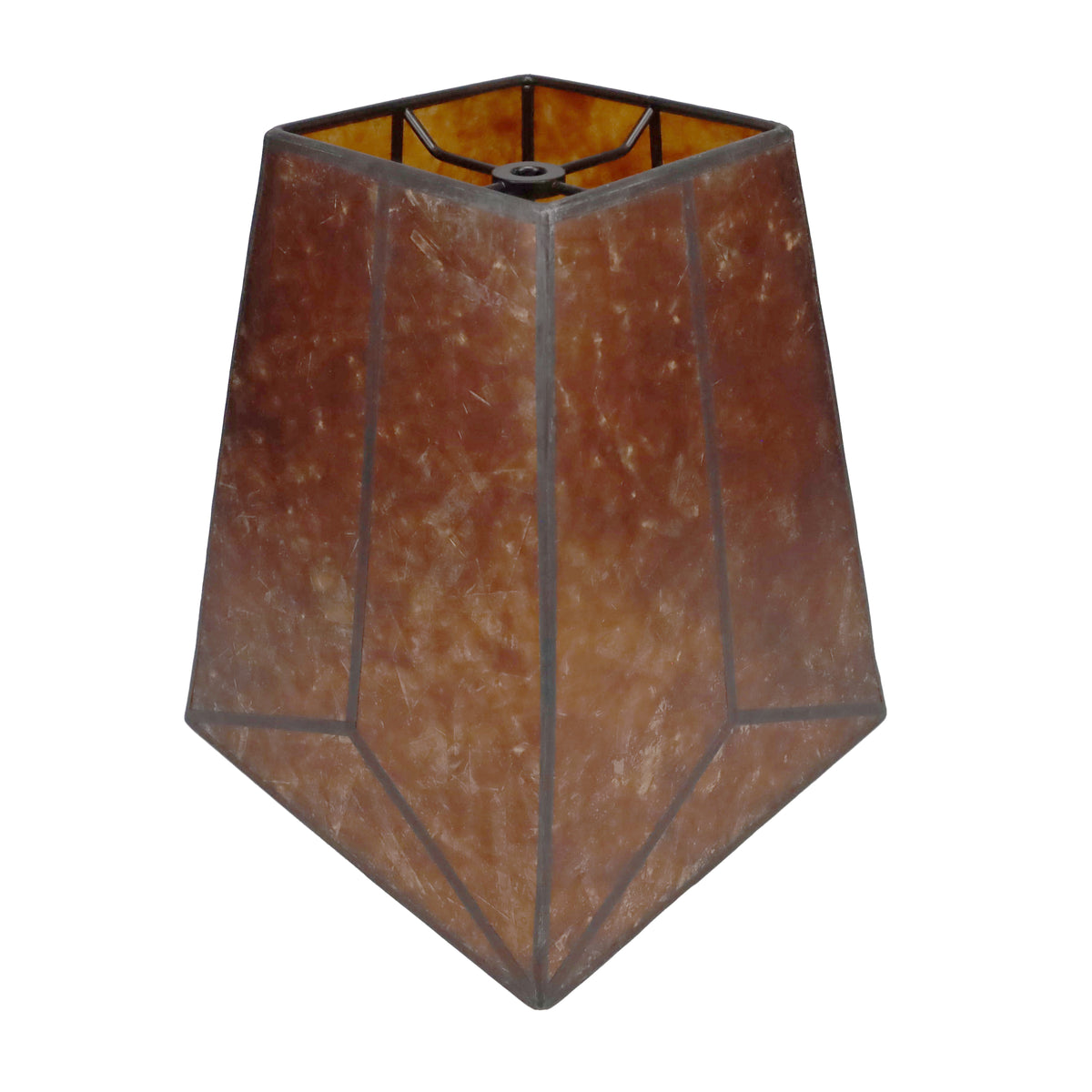 Amber Square Style Mica Lampshade, 1/2" Recessed Washer Fitter