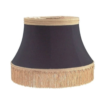 Black Floor Lamp Shallow Drum Shade - Tissue Shantung