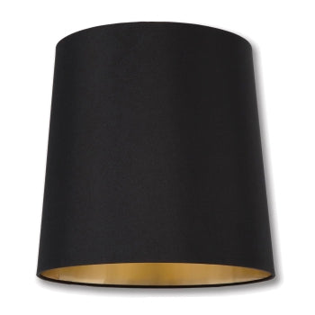 Tapered Deep Drum Lamp Shade, Black Color, Microfiber Chiffon Material w/Gold Foil Lining, Choice of Size
