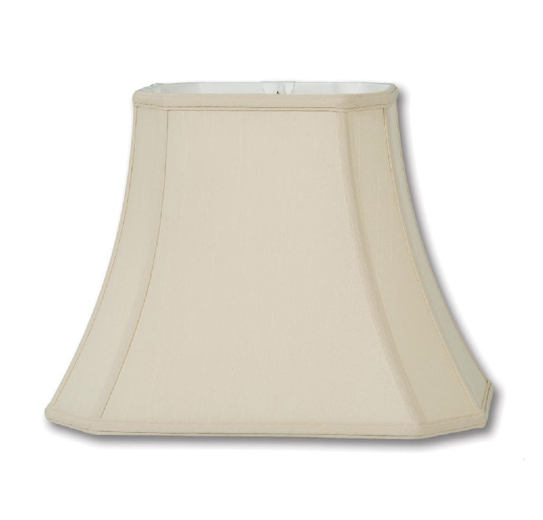 Cut Corner Rectangle Lamp Shade, Beige Color, Tissue Shantung Material, Choice of Size