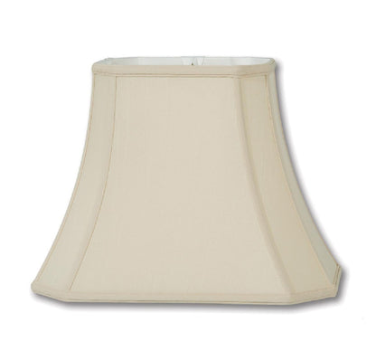Cut Corner Rectangle Lamp Shade, Beige Color, Tissue Shantung Material, Choice of Size