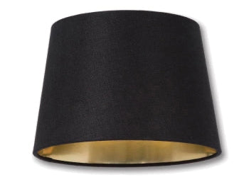 Retro Drum Lamp Shade, Black Color, 100% Fine Linen Material, Gold Foil Lining