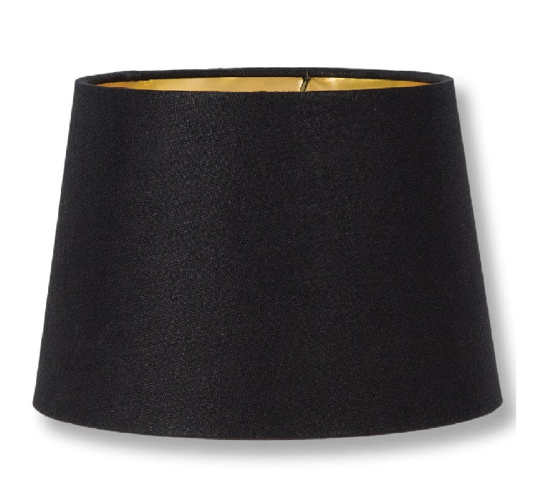 Retro Drum Lamp Shade, Black Color, 100% Fine Linen Material, Gold Foil Lining