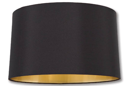 New Drum Style Lamp Shades - Black Color, Microfiber Chiffon Material w/Gold Foil Lining