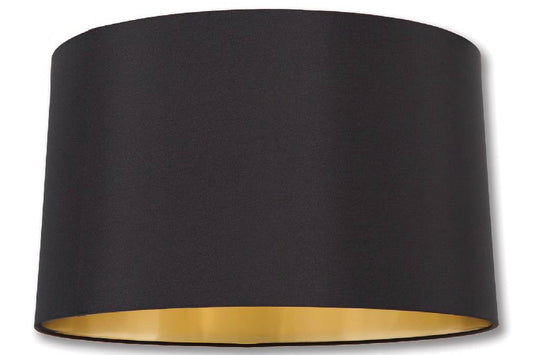 New Drum Style Lamp Shades - Black Color, Microfiber Chiffon Material w/Gold Foil Lining