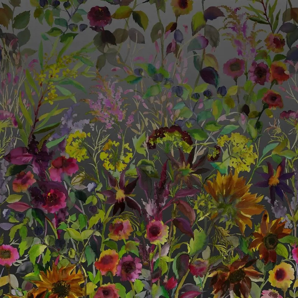 Indian Sunflower Wallpaper Panel by Designers Guild in Graphite