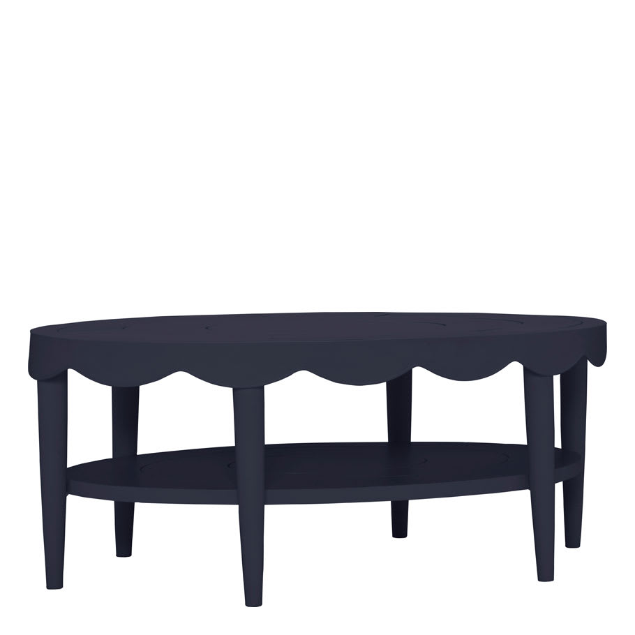 Sash Cocktail Table Oval 122 by JANUS et Cie in Delahaye Blue