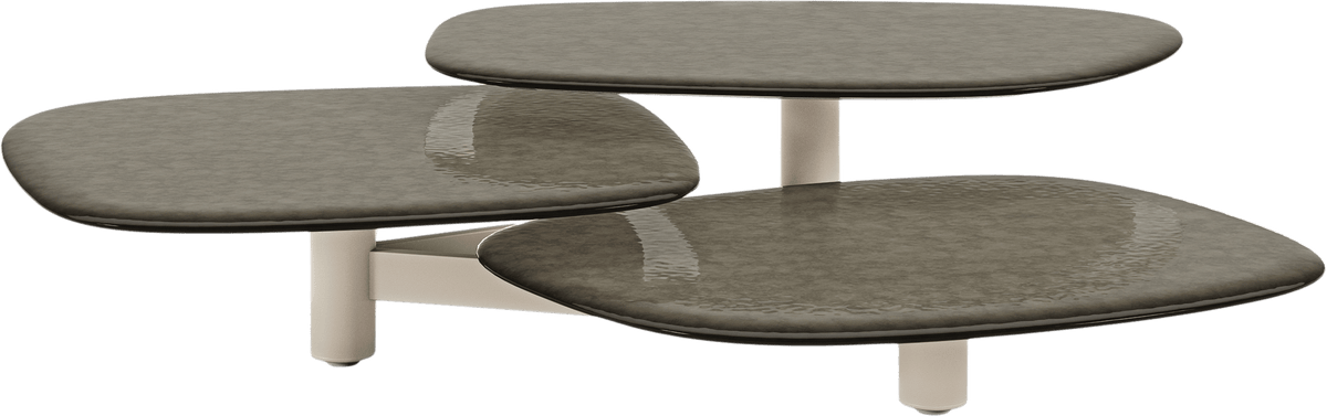 Boheme Indoor Stone Top Cocktail Table Trio by JANUS et Cie in Alabaster/Brook