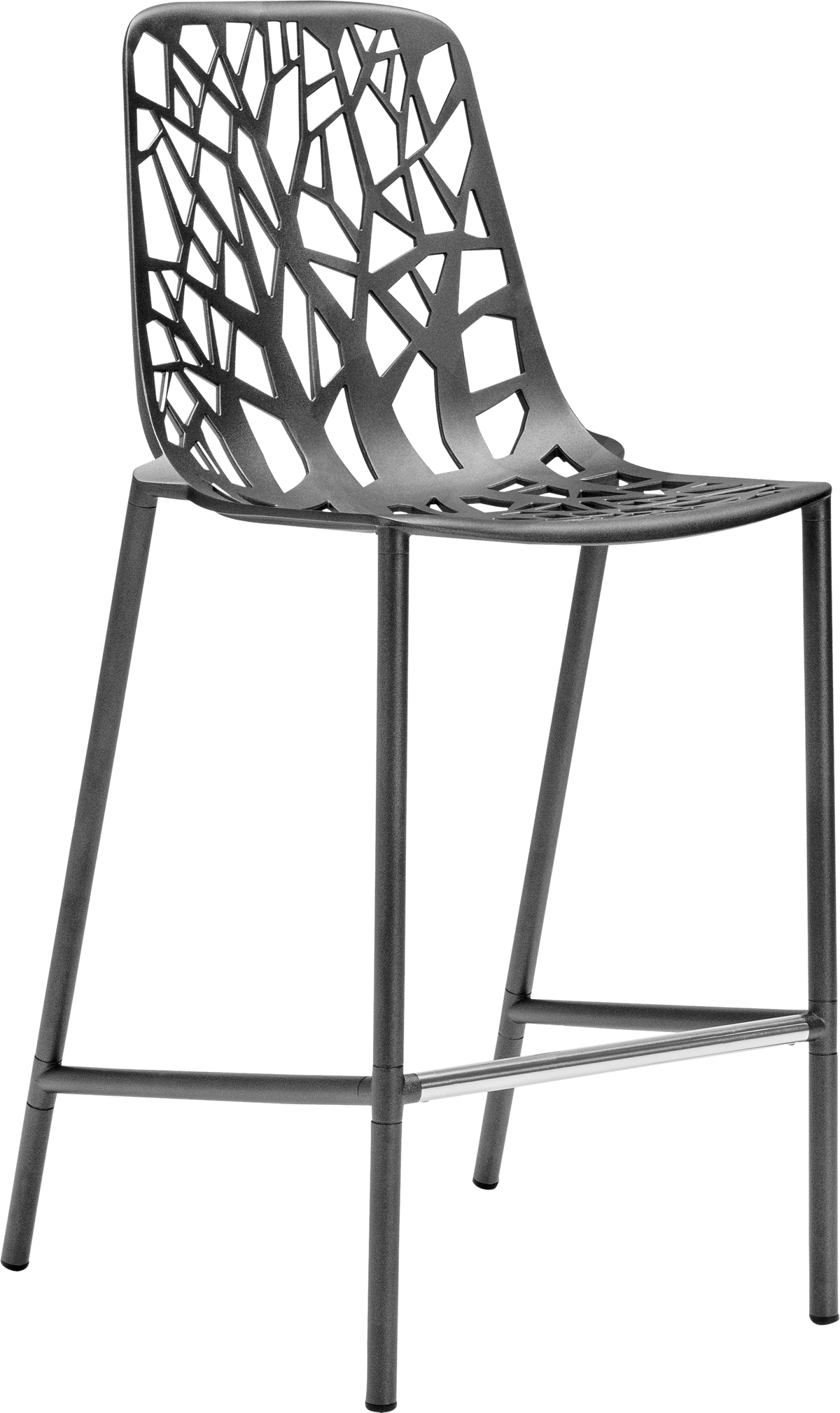 Forest High Back Counter Stool by JANUS et Cie in Metallic Grey