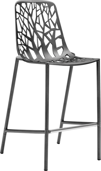 Forest High Back Counter Stool by JANUS et Cie in Metallic Grey