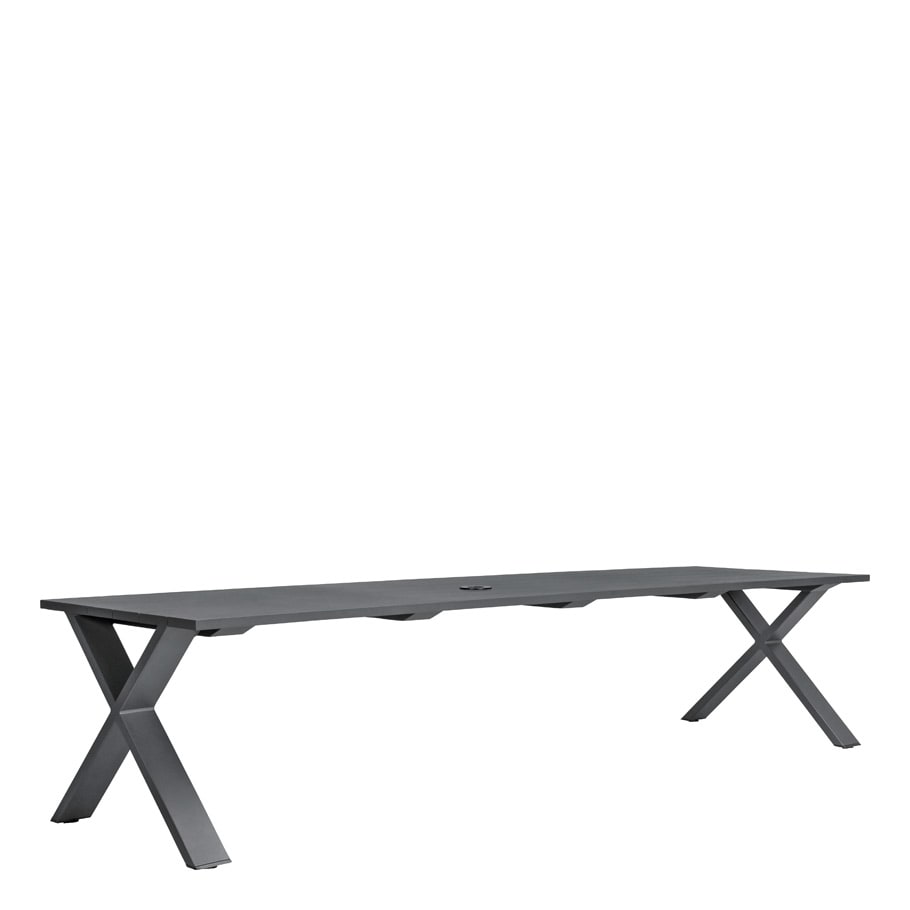 Get-Together Table 330 With Umbrella Hole by JANUS et Cie in Metallic Grey