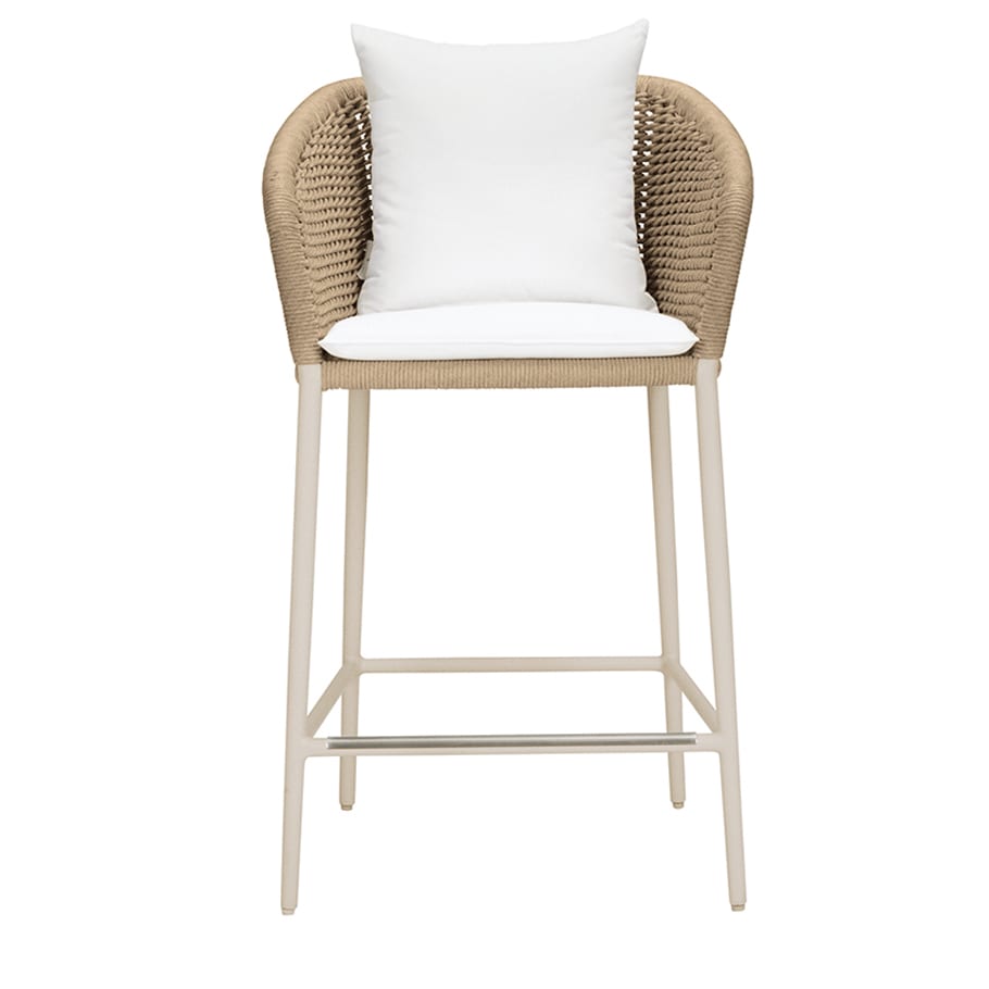 Knot Counter Stool With Arms by JANUS et Cie in Alabaster/Hazel Wood