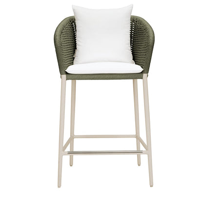 Knot Counter Stool With Arms by JANUS et Cie in Alabaster/Olive