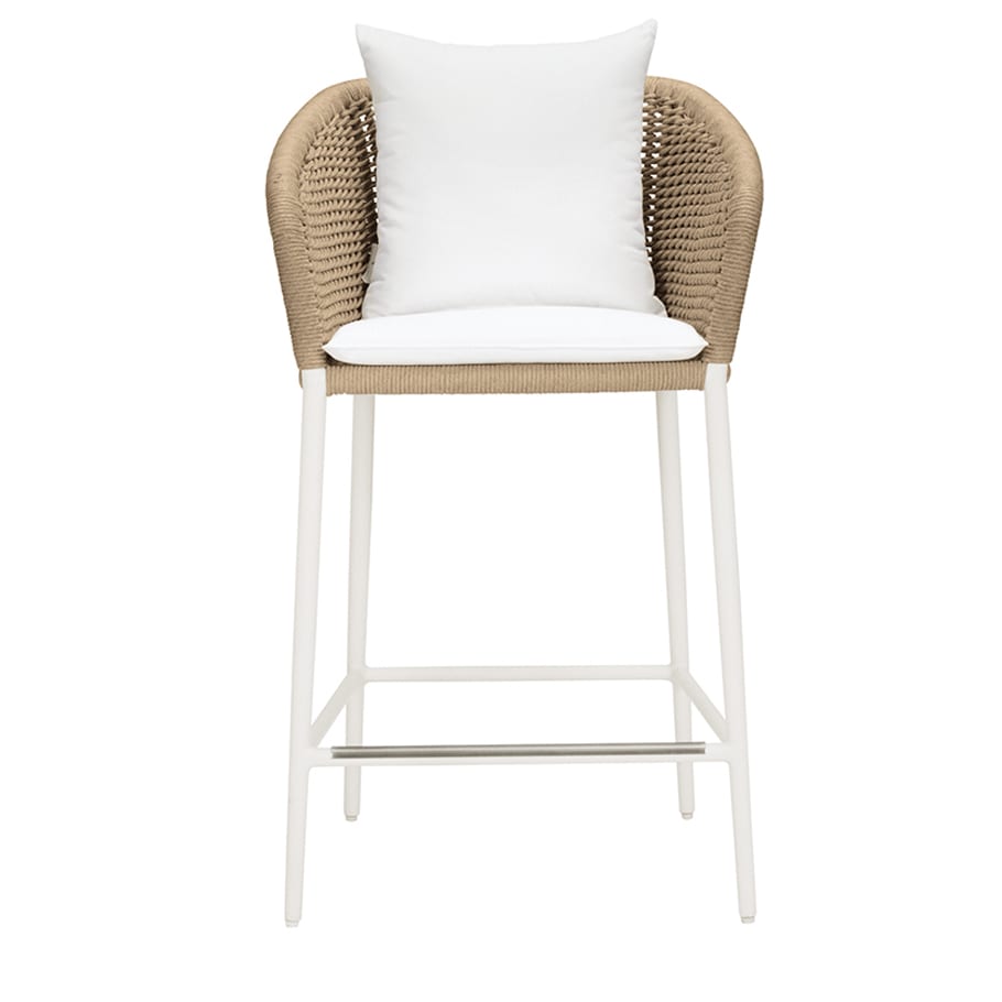 Knot Counter Stool With Arms by JANUS et Cie in Talc/Hazel Wood