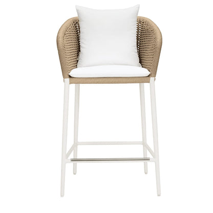 Knot Counter Stool With Arms by JANUS et Cie in Talc/Hazel Wood