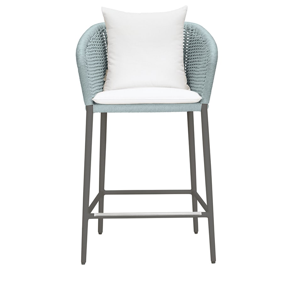 Knot Counter Stool With Arms by JANUS et Cie in Graphite/Cyan