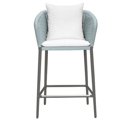 Knot Counter Stool With Arms by JANUS et Cie in Graphite/Cyan