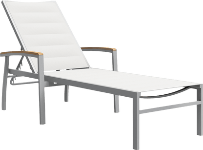 Koko II Stackable Padded Sling Armchair by JANUS et Cie in Silver/White/Teak