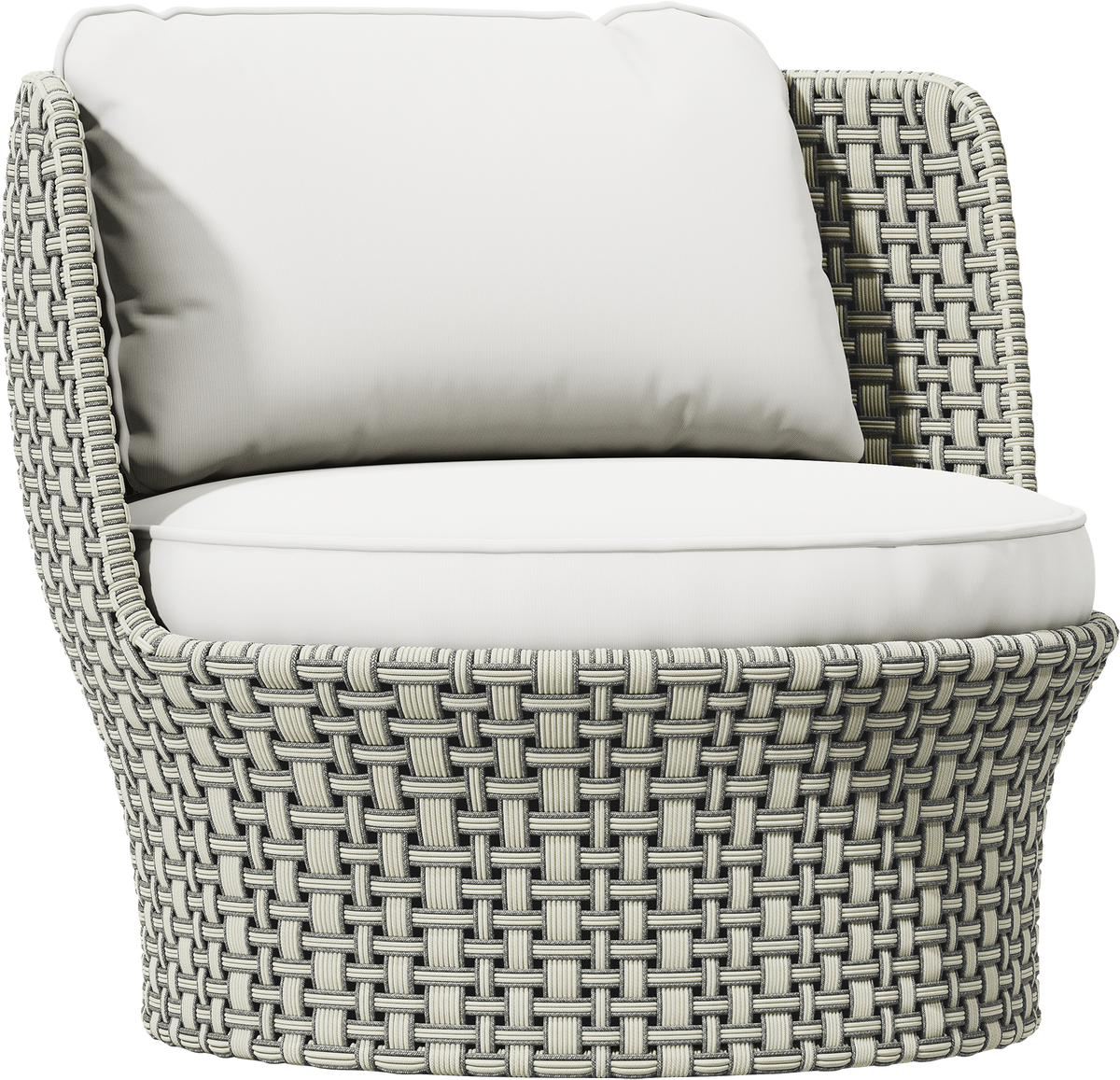 Cordee Swivel Lounge Chair by JANUS et Cie in Fossil/Chassis Silver