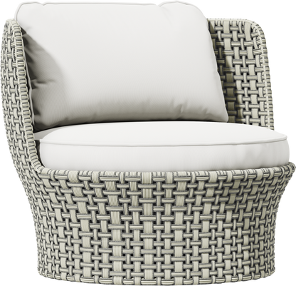 Cordee Swivel Lounge Chair by JANUS et Cie in Fossil/Chassis Silver