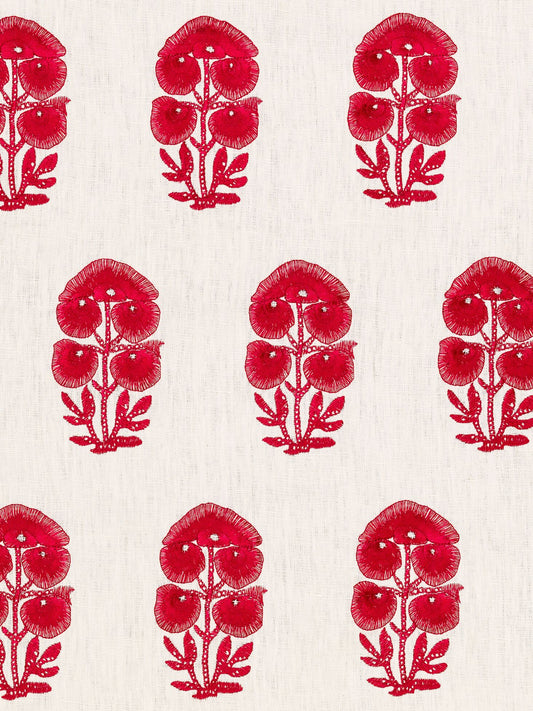 Balotra Embroidered Linen Fabric by Vaughan in Red