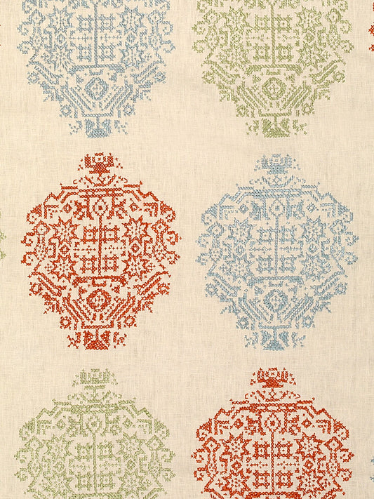 Hydra Hand Embroidered Linen Fabric by Vaughan in Multi