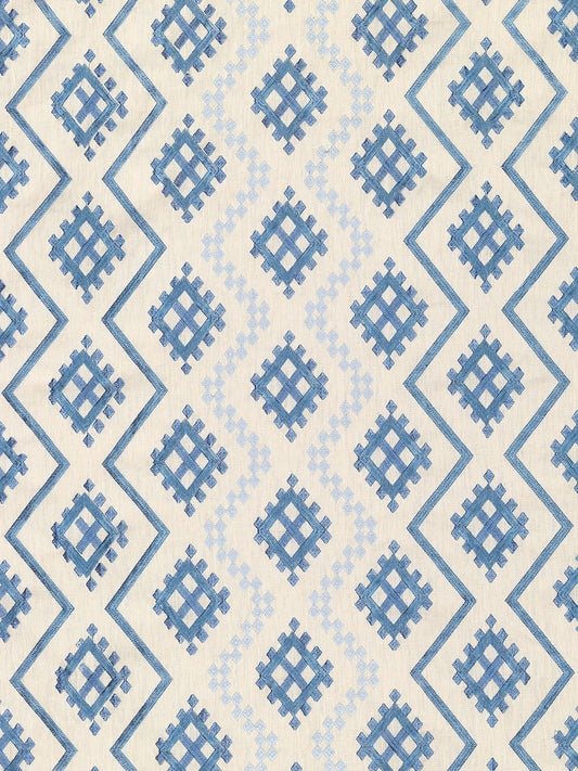 Kayseri Embroidered Linen Fabric by Vaughan in Blue