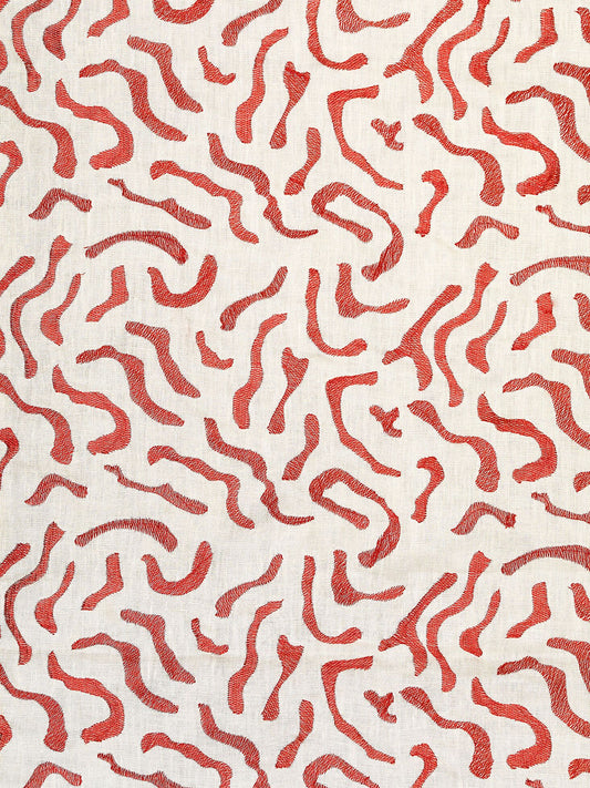 Keros Embroidered Linen Fabric by Vaughan in Red