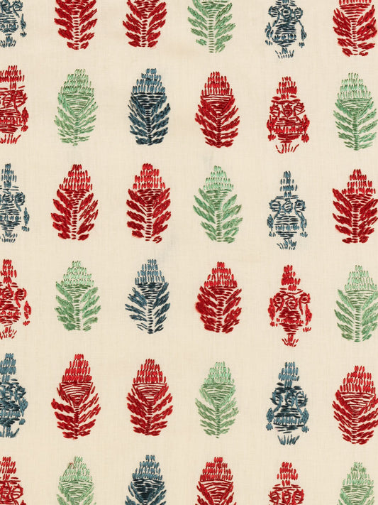 Kos Hand Embroidered Linen Fabric by Vaughan in Multi