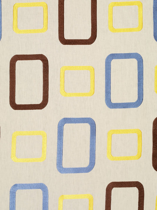 Lhasa Embroidered Linen Fabric by Vaughan in Multi