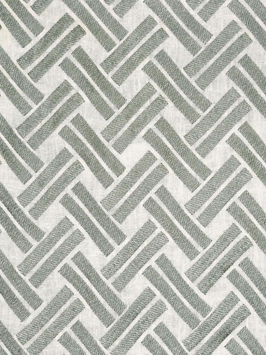 Penglai Embroidered Linen Fabric by Vaughan in Eau de Nil
