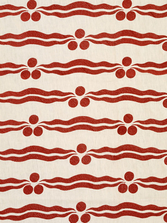 Selendi Embroidered Linen Fabric by Vaughan in Red