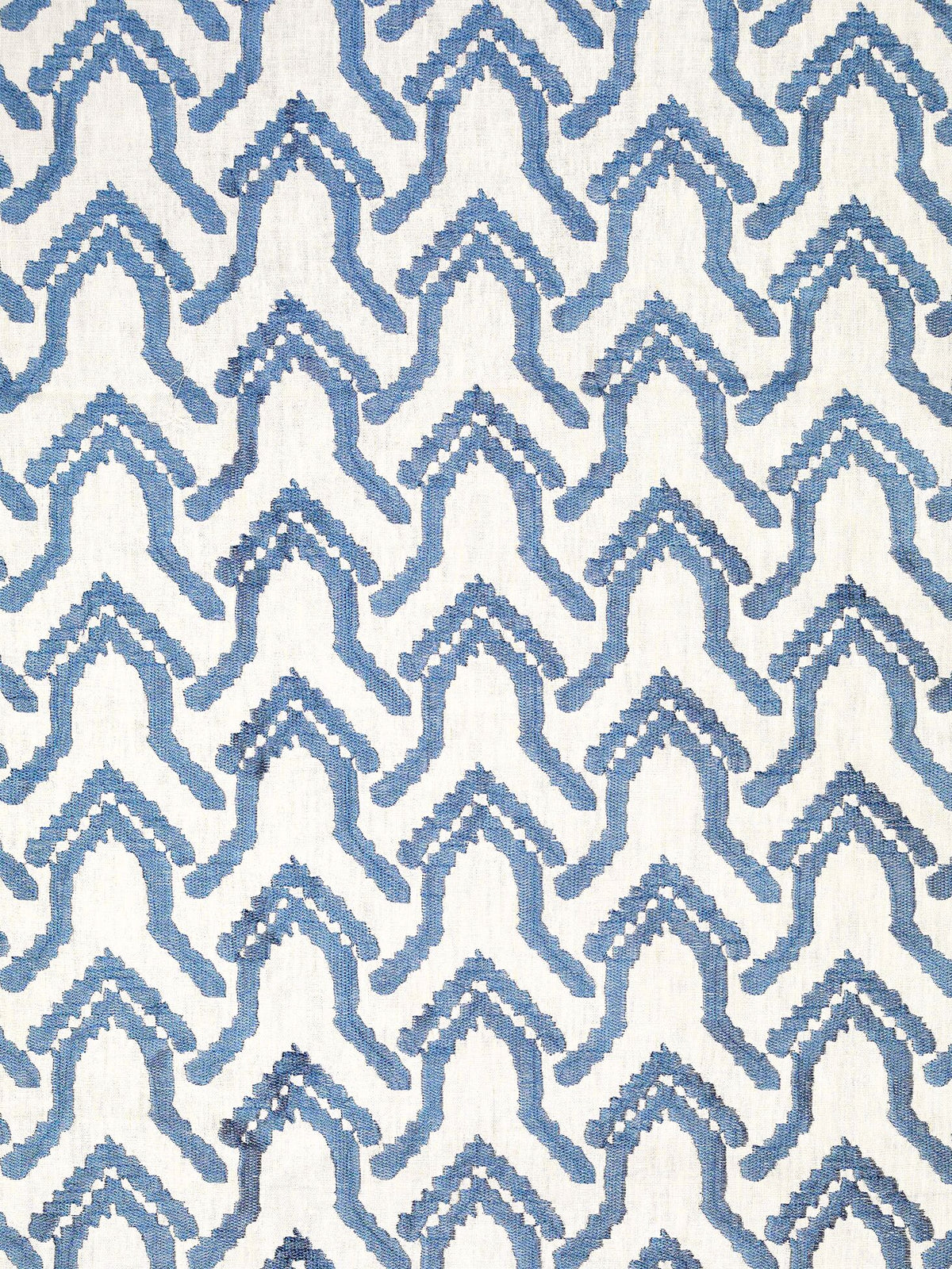 Seto Embroidered Linen Fabric by Vaughan in Blue