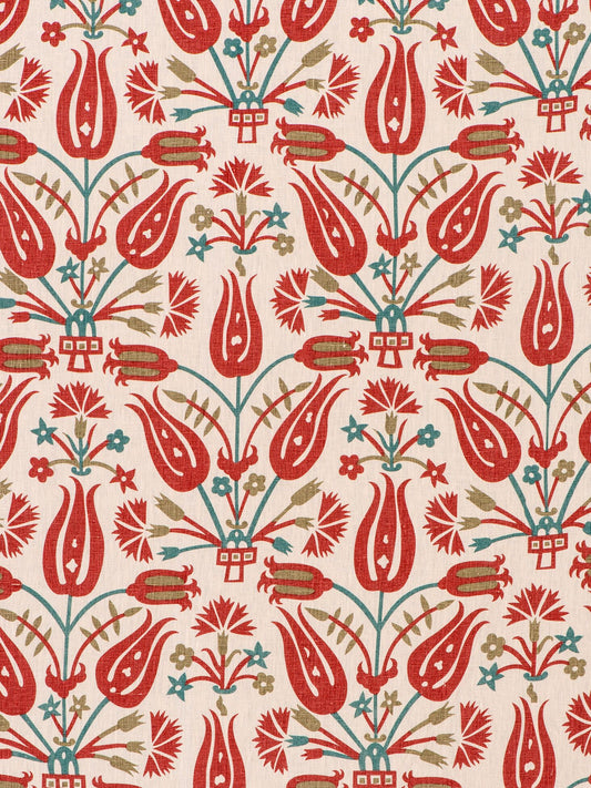 Sivas Printed Linen Fabric by Vaughan in Red