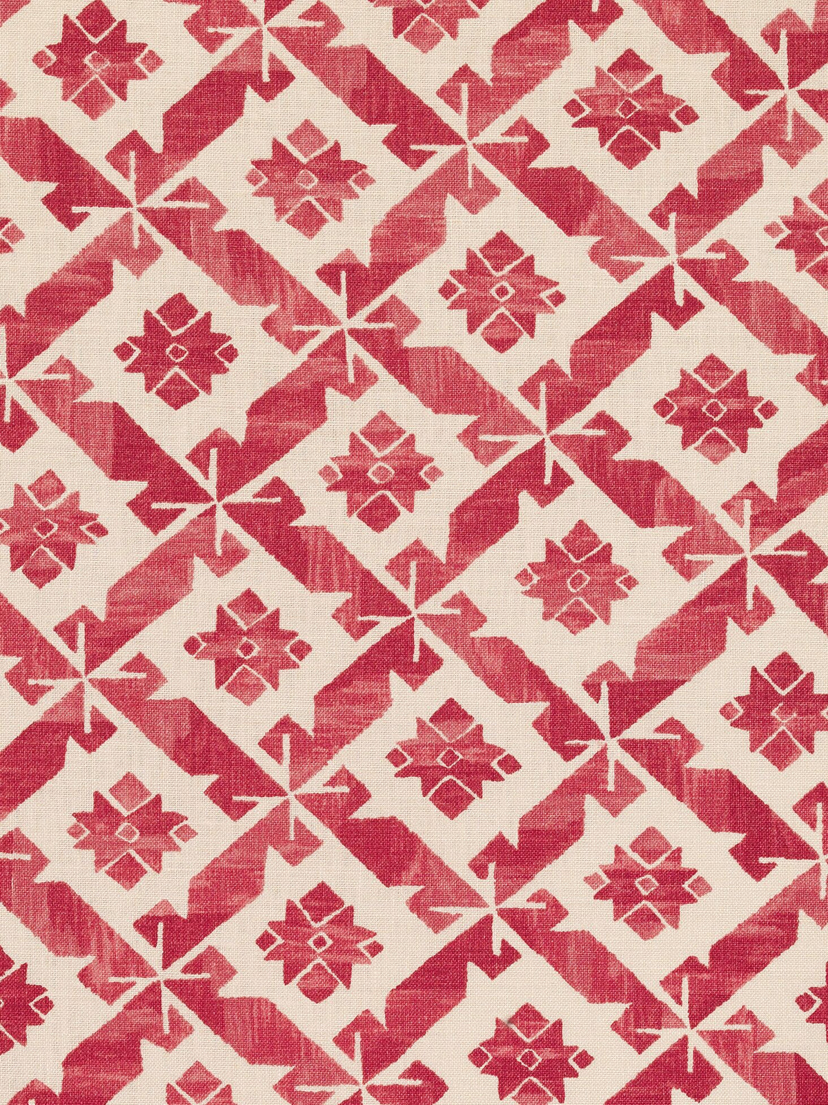 Samos Printed Linen Fabric by Vaughan in Red