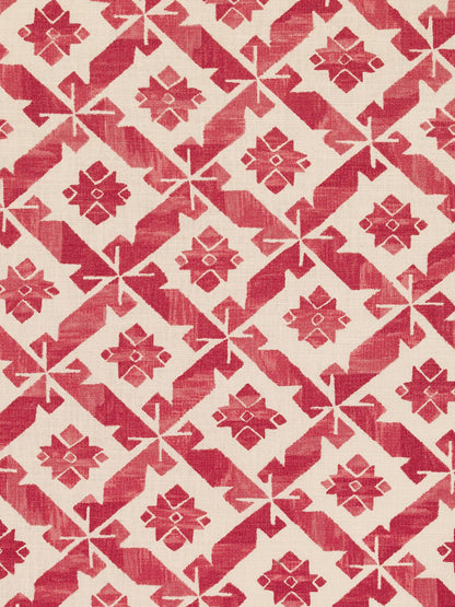 Samos Printed Linen Fabric by Vaughan in Red