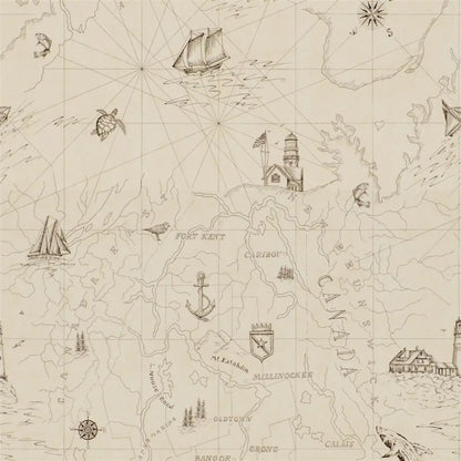 Shipping Lanes Map Wallpaper by Ralph Lauren in Bone