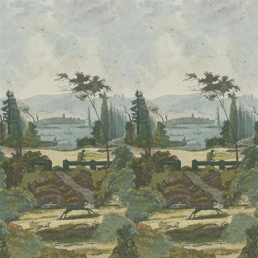 Pastoral Scene 2 Wallpaper Panel by John Derian in Sky