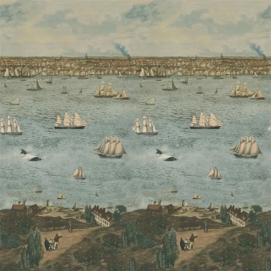 Seaport Wallpaper Panel by John Derian in Ocean
