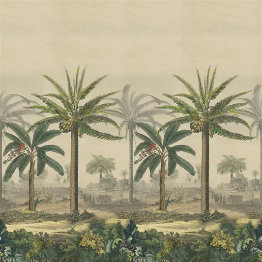 Palm Trail Scene 2 Wallpaper Panel by John Derian in Sepia