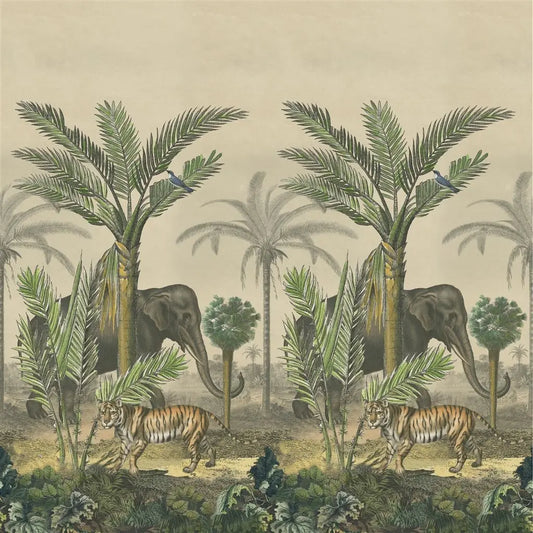Palm Trail Scene 1 Wallpaper Panel by John Derian in Sepia