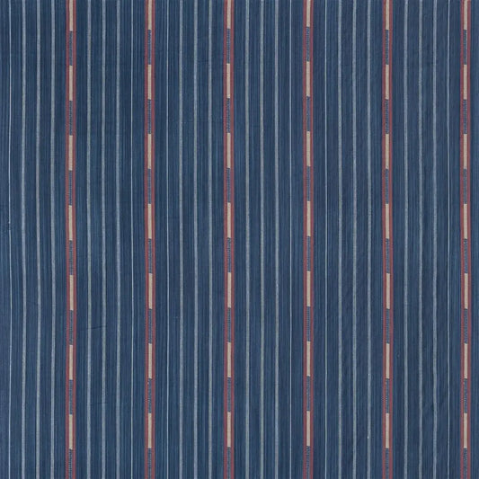 Moki Stripe Fabric by William Yeoward in Indigo