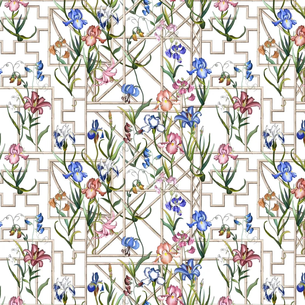 Fretwork Garden Fabric by Christian Lacroix in Azur