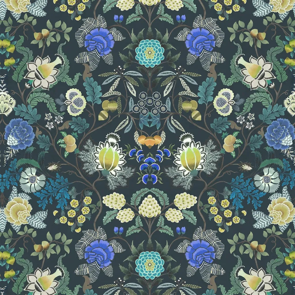 Brocart Decoratif Velours Fabric by Designers Guild in Indigo