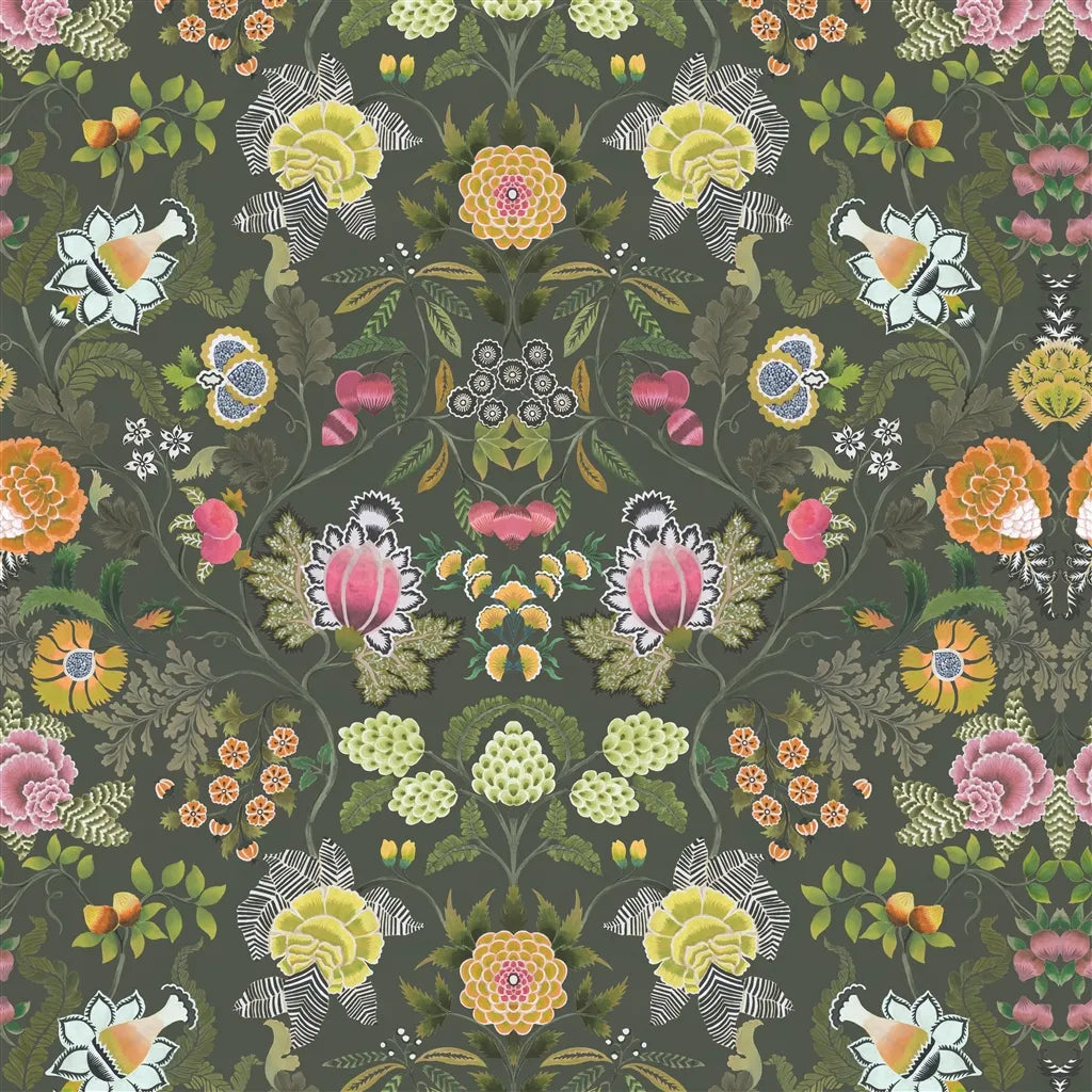 Brocart Decoratif Velours Fabric by Designers Guild in Olive