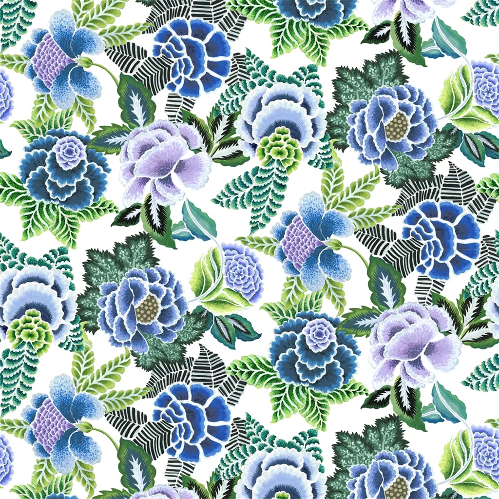Rose de Damas Fabric by Designers Guild in Cobalt