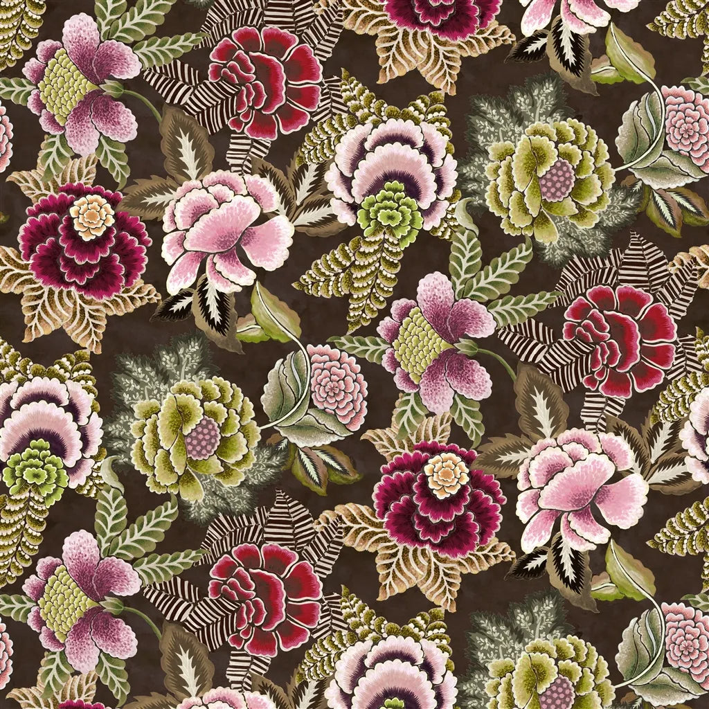 Rose de Damas Velours Fabric by Designers Guild in Cranberry