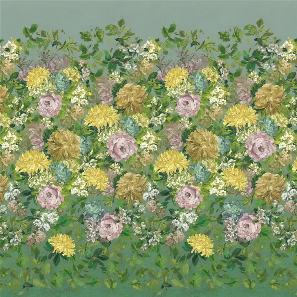 Fleur D Artistes Wallpaper Panel by Designers Guild in Vintage Green
