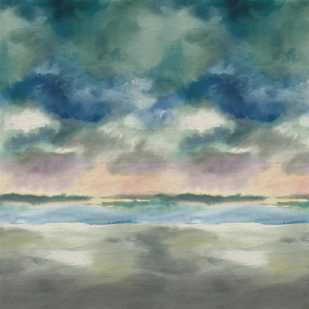 Paysage Marin Grasscloth Wallpaper Panel by Designers Guild in Sky